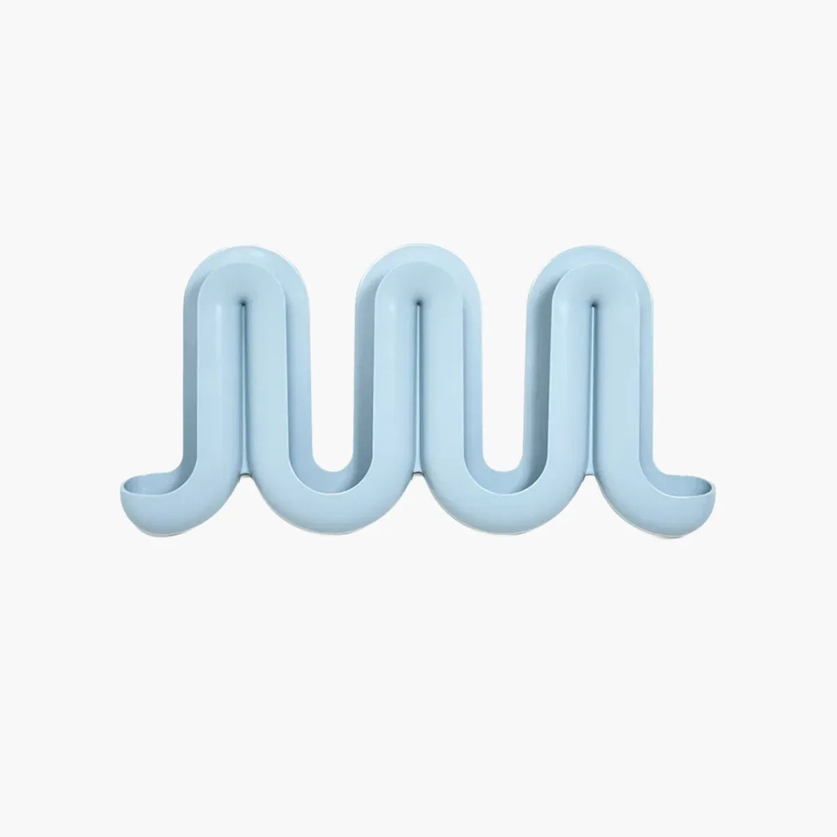 A light blue, wavy, three-dimensional Heller Swell Wall Catchall on a plain white background.