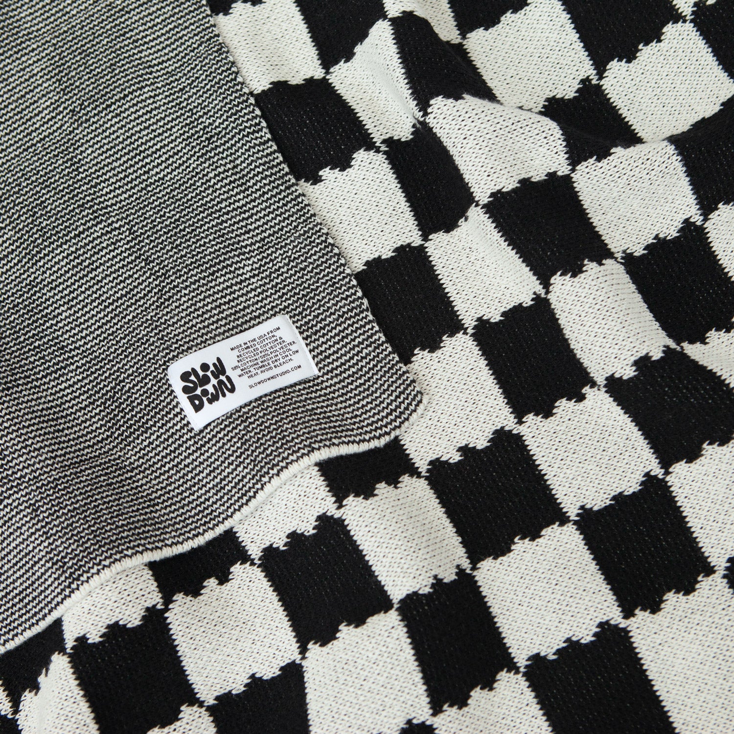 Chilton Black White Knit Blanket