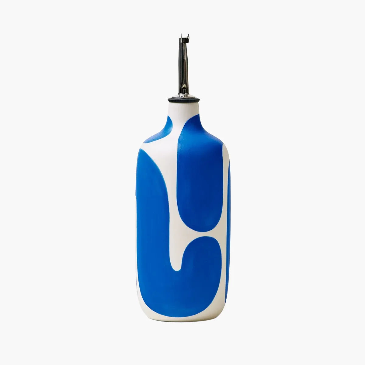 Blue and white bottle on a white background