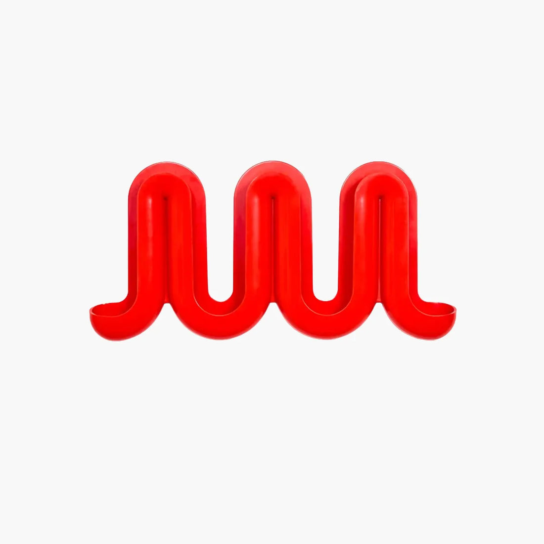 A red, wavy, three-dimensional Heller Swell Wall Catchall on a plain white background.