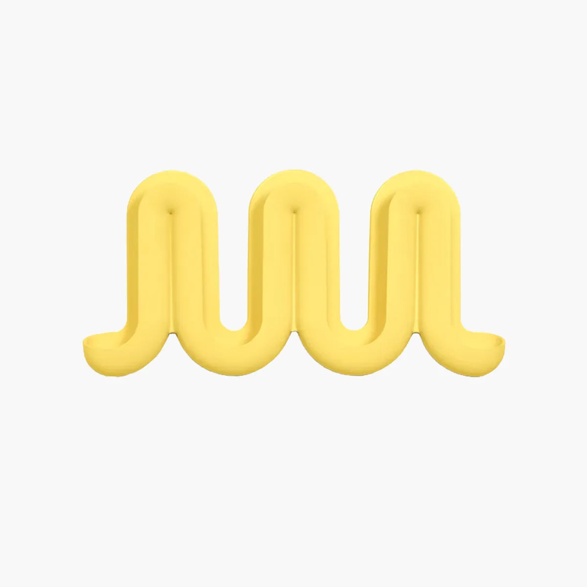 A yellow, wavy, three-dimensional Heller Swell Wall Catchall on a plain white background.