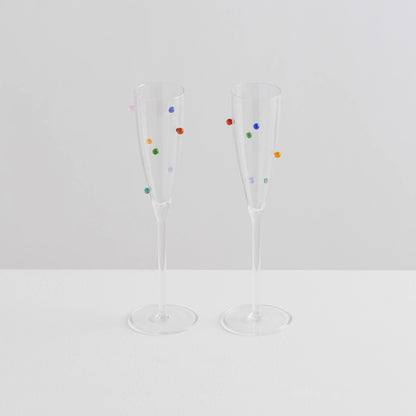 Pomponette Champagne Flutes (Set of 2)