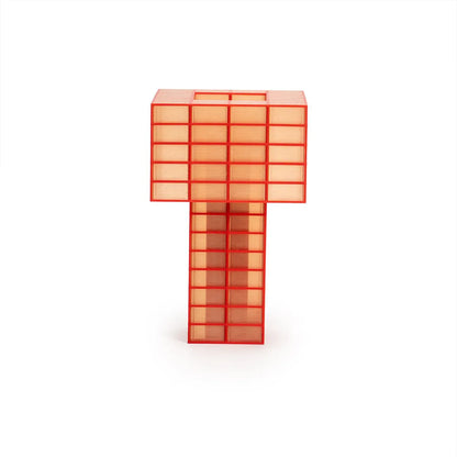 A Ridezign Tesser 5:8 Lamp shaped like the letter T, featuring a square head with a grid pattern and a vertical stem, shown on a plain white background.