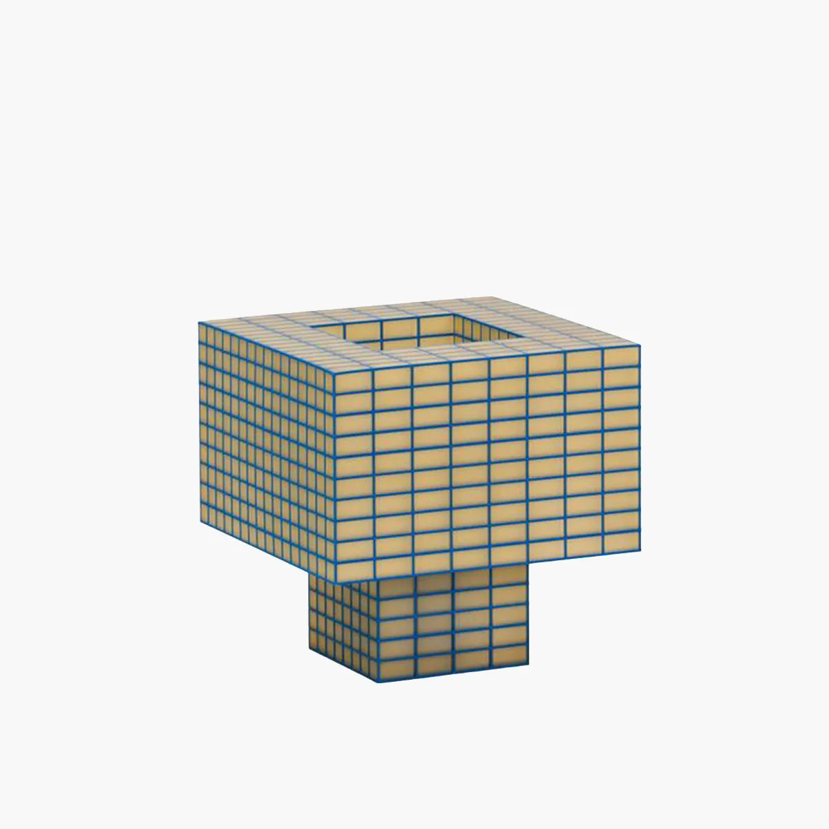 A Ridezign Tesser XL 5:3 Lamp in Butter with grids and squares on a white background.