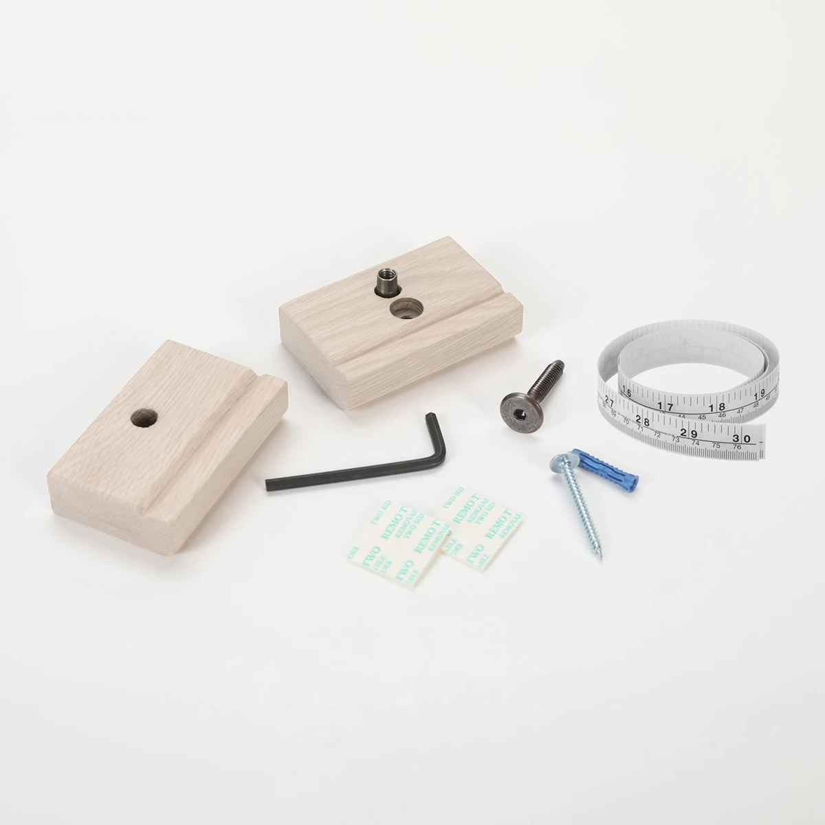 Whitewash blanket hanger clips (Set of 3) with hardware components on a white background