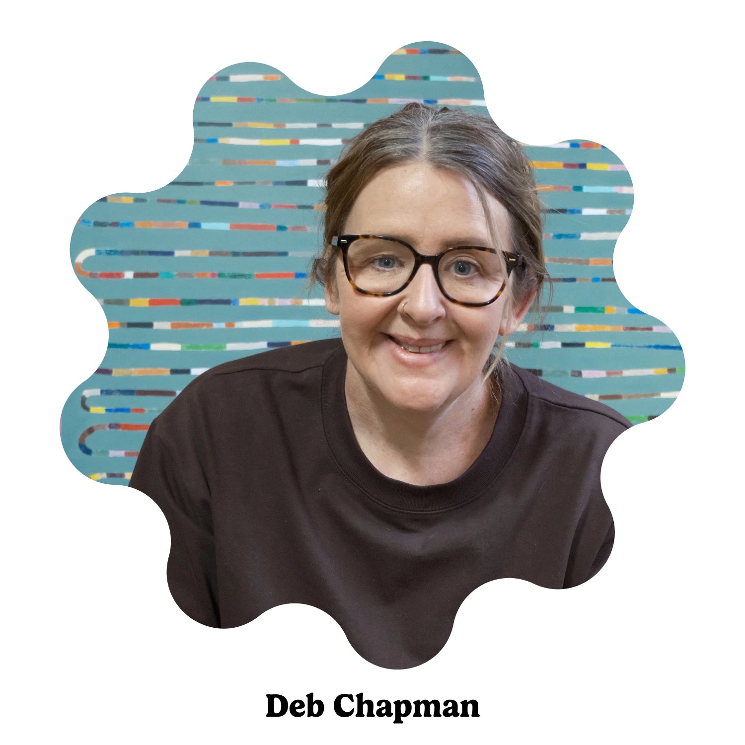 Australian artist Deb Chapman wearing glasses and a dark brown top.